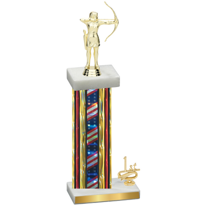 Accented Single Flag USA First Place Archery Trophy