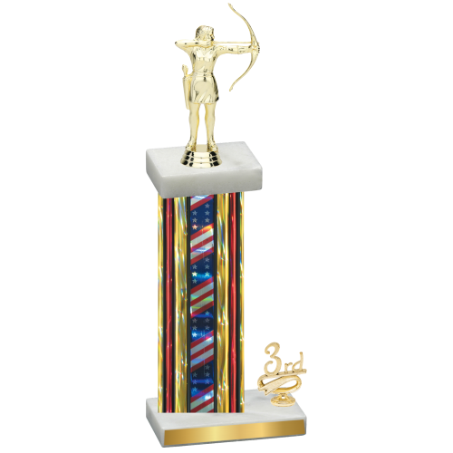 Accented Single Flag USA Third Place Archery Trophy