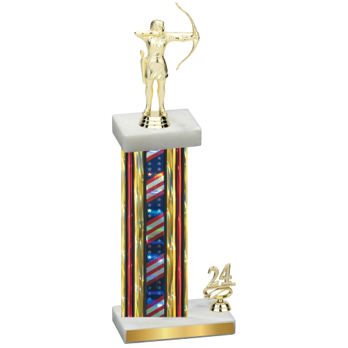 Accented Single Flag USA Year Archery Trophy