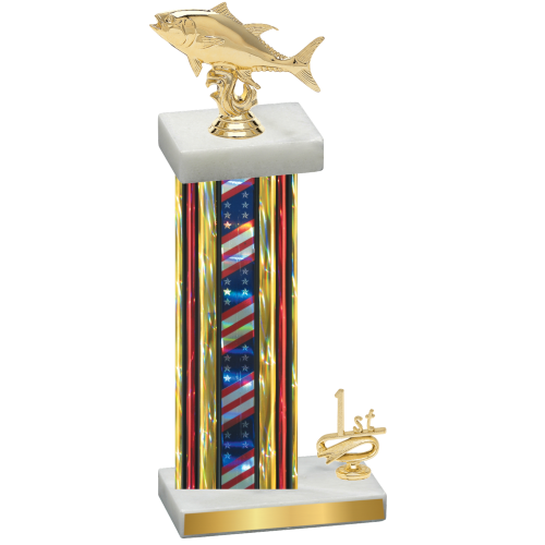 Accented Single Flag USA First Place Fishing Trophy