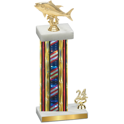 Accented Single Flag USA Year Fishing Trophy