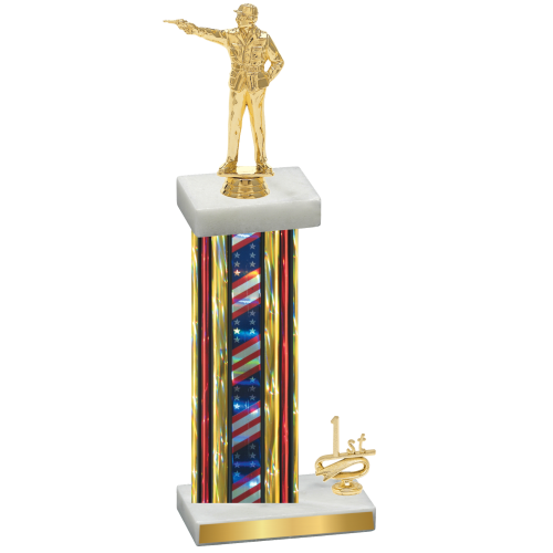 Accented Single Flag USA First Place Shooter Trophy