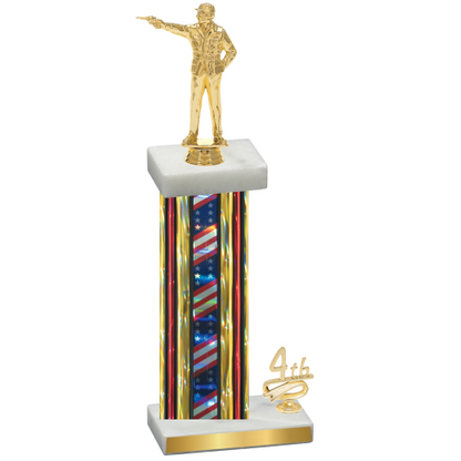 Accented Single Flag USA Fourth Place Shooter Trophy