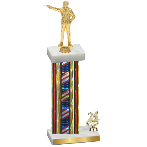 Accented Single Flag USA Year Shooter Trophy