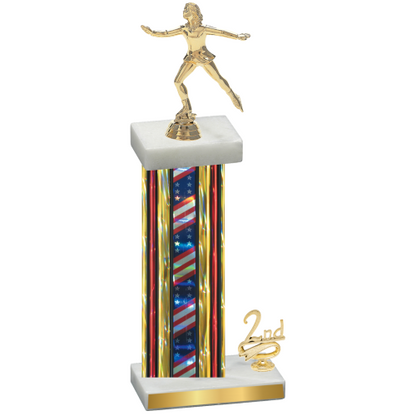 Accented Single Flag USA Second Place Skater Trophy