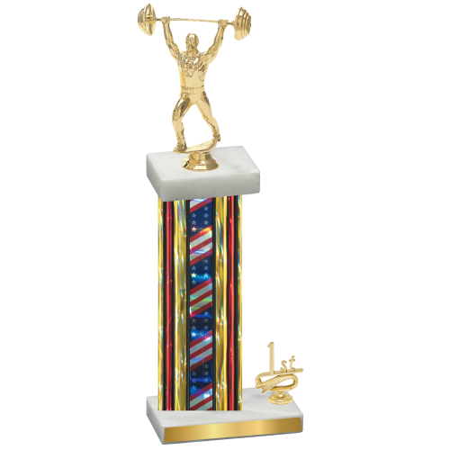 Accented Single Flag USA First Place Weights Trophy