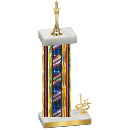 Accented Single Flag USA First Place Chess Trophy