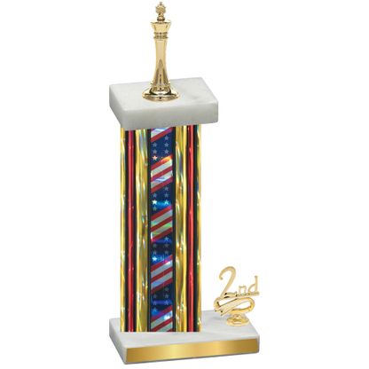 Accented Single Flag USA Second Place Chess Trophy