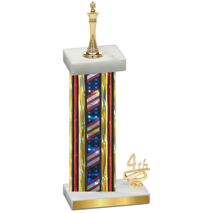 Accented Single Flag USA Fourth Place Chess Trophy