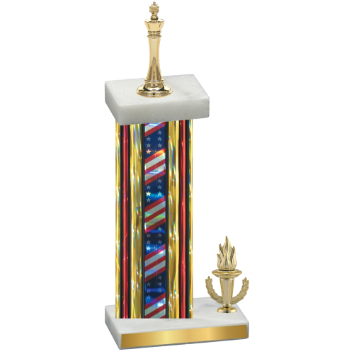 Accented Single Flag USA Victory Chess Trophy