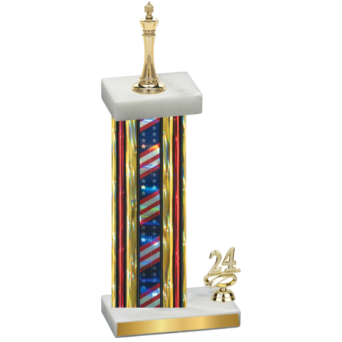 Accented Single Flag USA Year Chess Trophy