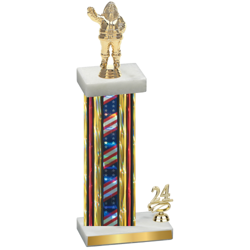 Accented Single Flag USA Year Holiday Trophy