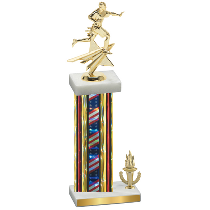 Accented Single Flag USA Victory Flag Football Trophy