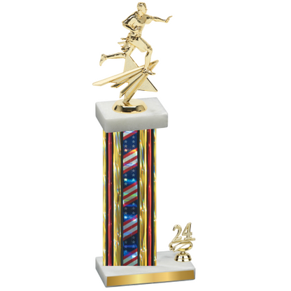 Accented Single Flag USA Year Flag Football Trophy