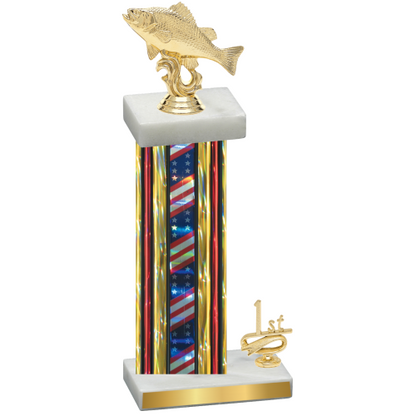 Accented Single Flag USA First Place Fishing Trophy