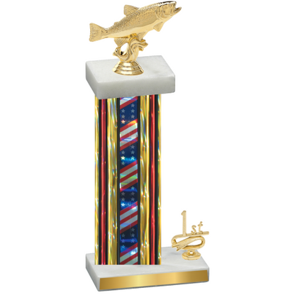 Accented Single Flag USA First Place Fishing Trophy