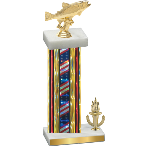 Accented Single Flag USA Victory Fishing Trophy