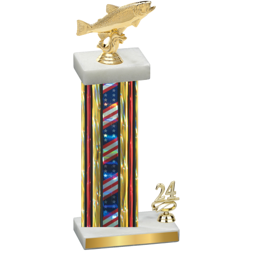 Accented Single Flag USA Year Fishing Trophy