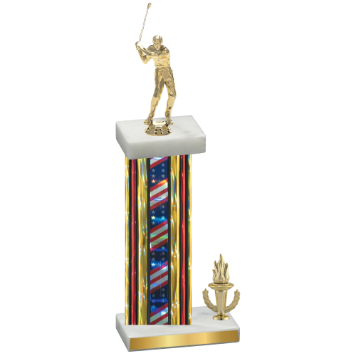 Accented Single Flag USA Victory Golf Trophy