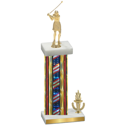 Accented Single Flag USA Victory Golf Trophy