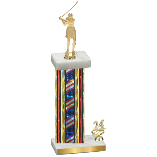 Accented Single Flag USA Year Golf Trophy