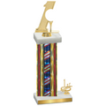 Accented Single Flag USA First Place Golf Trophy