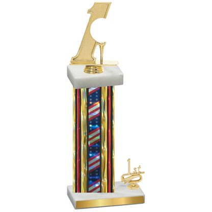 Accented Single Flag USA First Place Golf Trophy