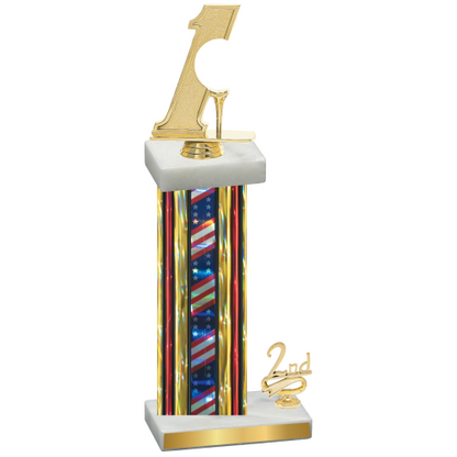 Accented Single Flag USA Second Place Golf Trophy