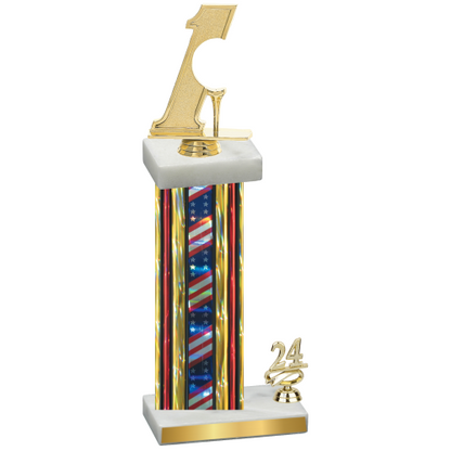 Accented Single Flag USA Year Golf Trophy