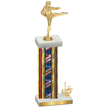 Accented Single Flag USA First Place Karate Trophy