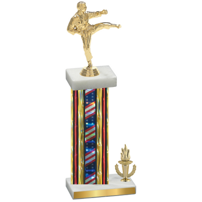 Accented Single Flag USA Victory Karate Trophy