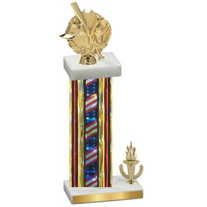 Accented Single Flag USA Victory Baseball Trophy