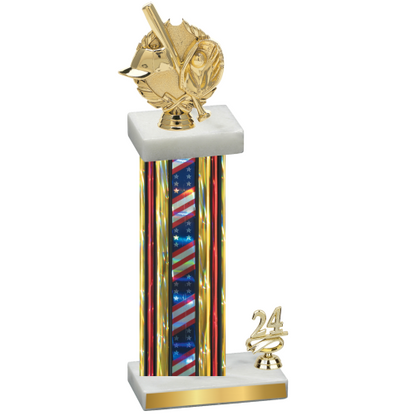 Accented Single Flag USA Year Baseball Trophy