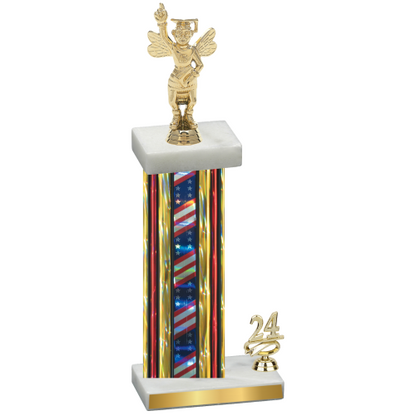 Accented Single Flag USA Year Academics Trophy