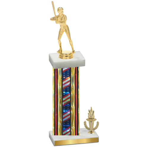 Accented Single Flag USA Victory Softball Trophy