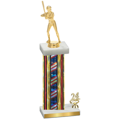 Accented Single Flag USA Year Softball Trophy