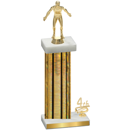 Accented Single Gold Glacier Fourth Place Wrestling Trophy