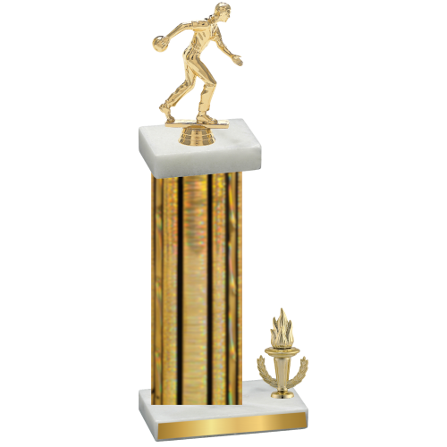 Accented Single Gold Glacier Victory Bowling Trophy