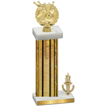 Accented Single Gold Glacier Victory Bowling Trophy