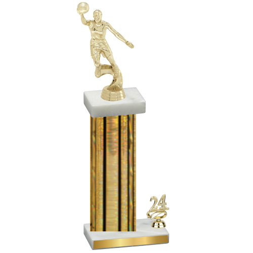 Accented Single Gold Glacier Year Basketball Trophy