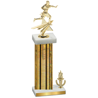 Accented Single Gold Glacier Victory Flag Football Trophy