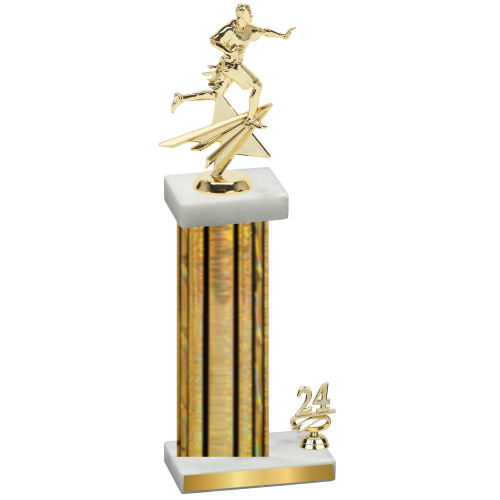 Accented Single Gold Glacier Year Flag Football Trophy