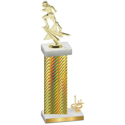 Accented Single Gold Carbon Fiber First Place Football Trophy