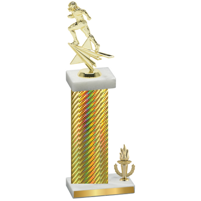 Accented Single Gold Carbon Fiber Victory Football Trophy