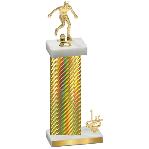 Accented Single Gold Carbon Fiber First Place Soccer Trophy