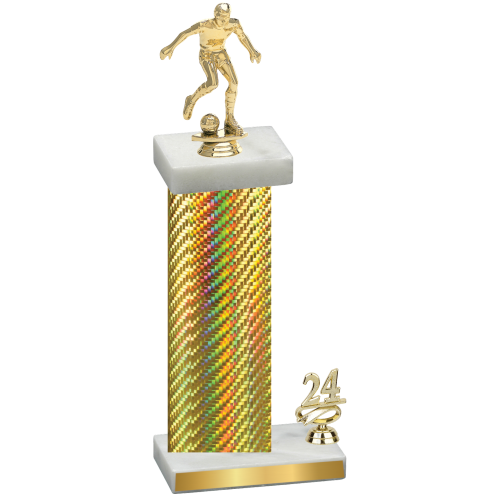 Accented Single Gold Carbon Fiber Year Soccer Trophy