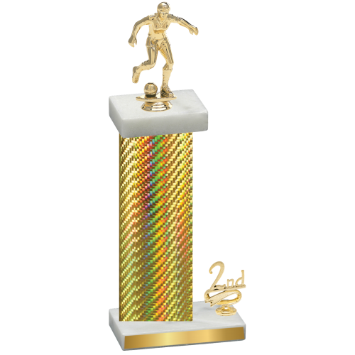 Accented Single Gold Carbon Fiber Second Place Soccer Trophy