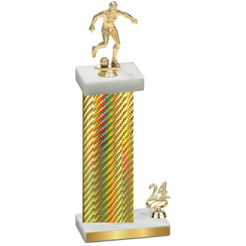 Accented Single Gold Carbon Fiber Year Soccer Trophy