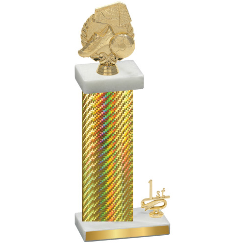 Accented Single Gold Carbon Fiber First Place Soccer Trophy