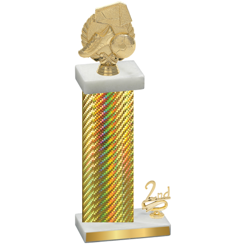 Accented Single Gold Carbon Fiber Second Place Soccer Trophy